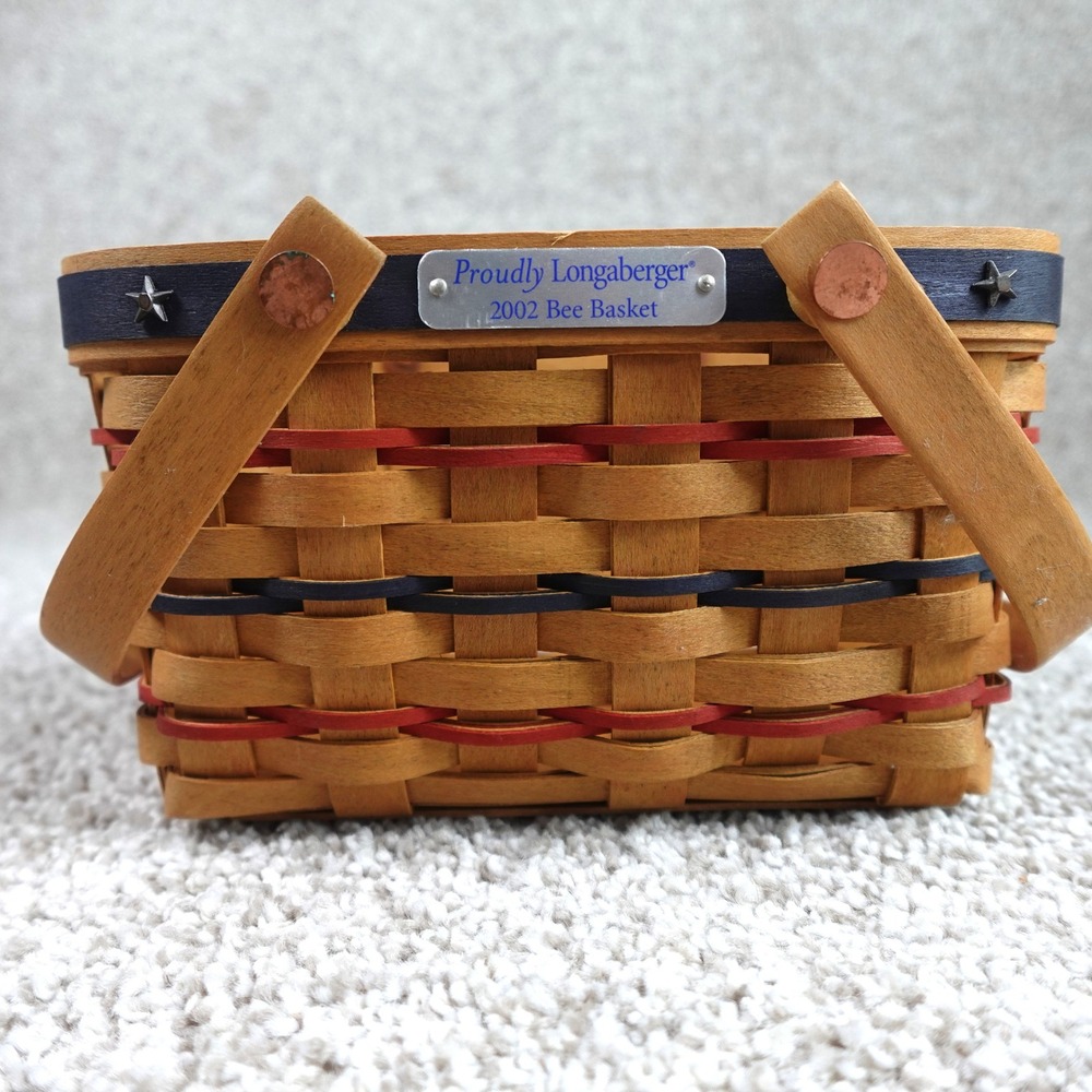 Longaberger 2002 Proudly Longaberger Bee Basket Patriotic Red Blue Stars